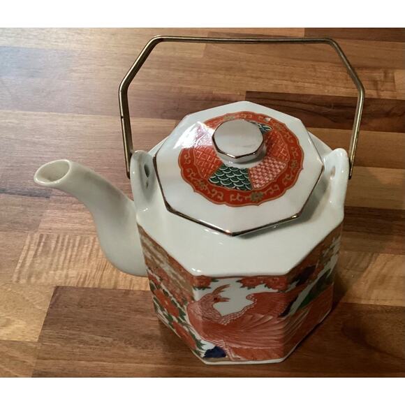 Japanese Arita By Imari Peacock FINE CHINA Teapot - Picture 2 of 9